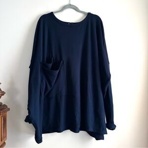 Fraktura •‎ Wool Blend Oversized Sweater in Dark Blue